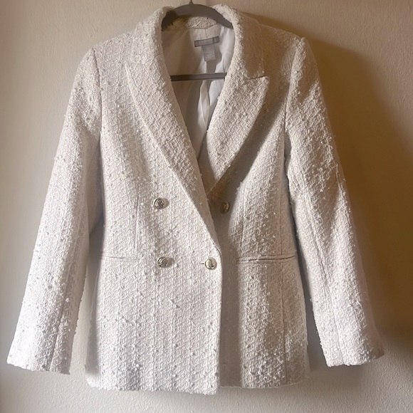 H&M Off White Textured Blazer XS - Picture 4 of 4
